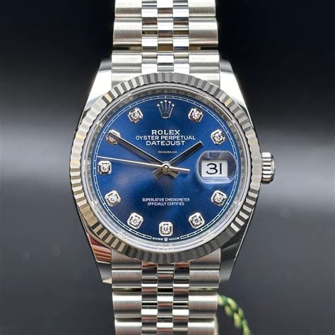 rolex datejust con brillanti|Rolex Datejust 36 Blu Brillanti FULL SET like New .